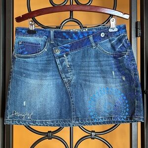 DESIGUAL “Gypsy”  Boho Print Mini Jean Skirt